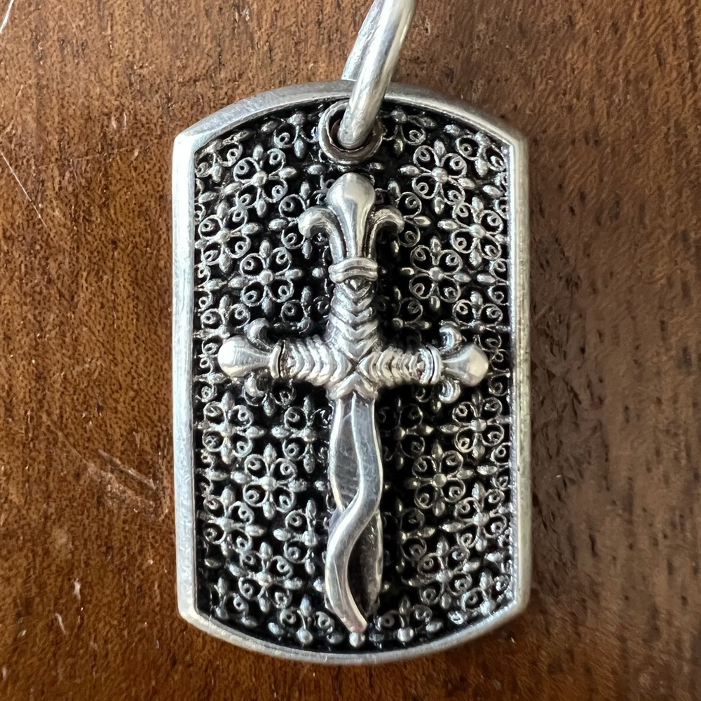 ❗️SOLD❗️TWISTED BLADE DOGTAG PENDANT WITH AN ANTIQUE Antique 925 Silver